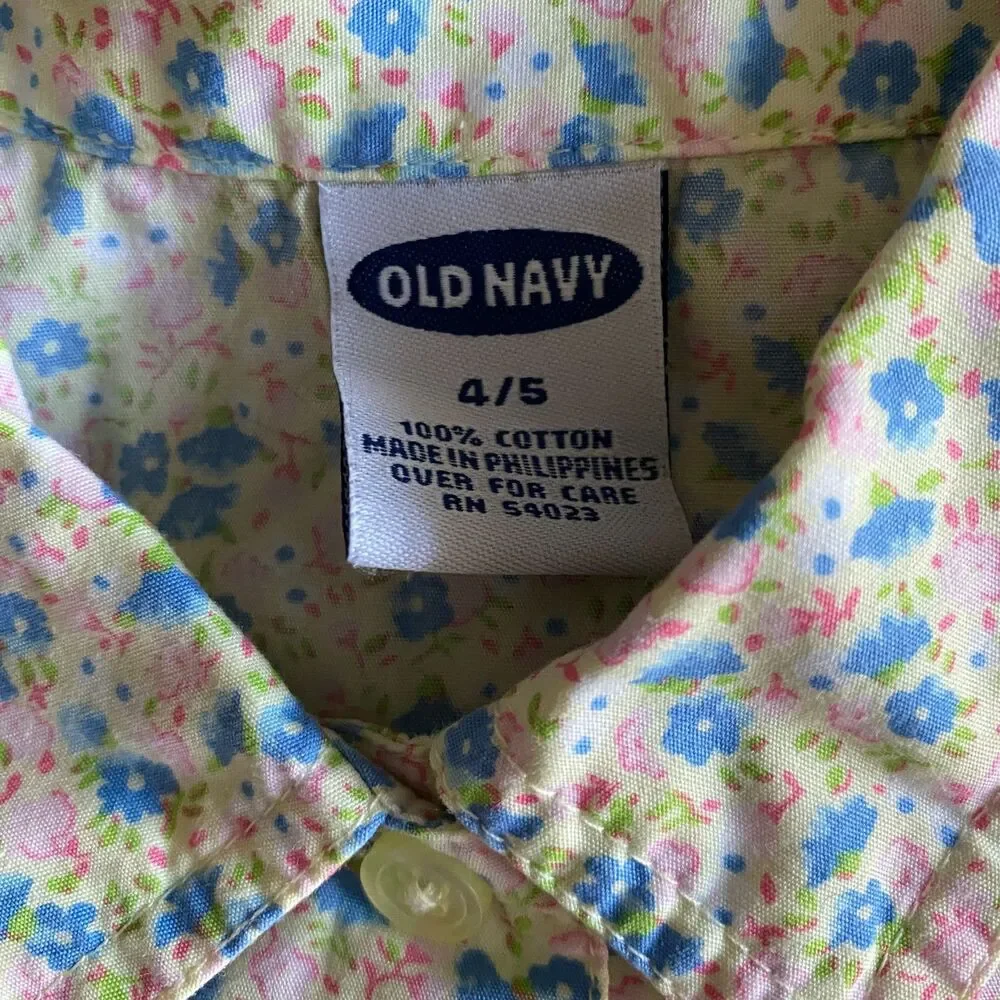 Old Navy Vintage Floral Button-up Dress Girls' 4/5